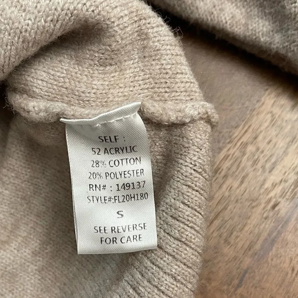 HYFVE Tan Oatmeal V-Neck Cable Knit Sweater || SZ S
